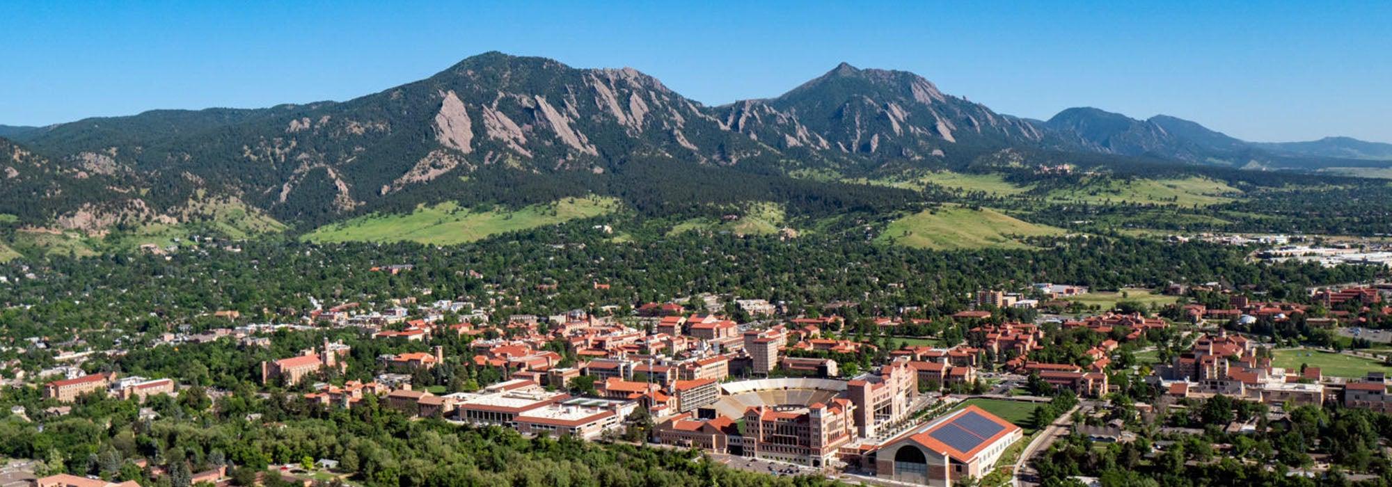 aerial view of CU Boulder campus