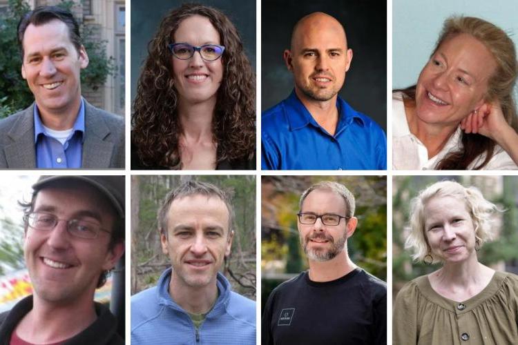 Top row, from left, Jane Garrity, Eric Vance, Rachael Deagman-Simonetta and David Glimp; bottom row, from left, Vilja Hulden, Henry Lovejoy, Brett Melbourne and Nathan Pieplow.