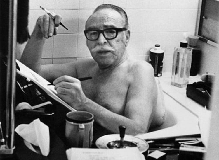 Dalton Trumbo writing in bathtub