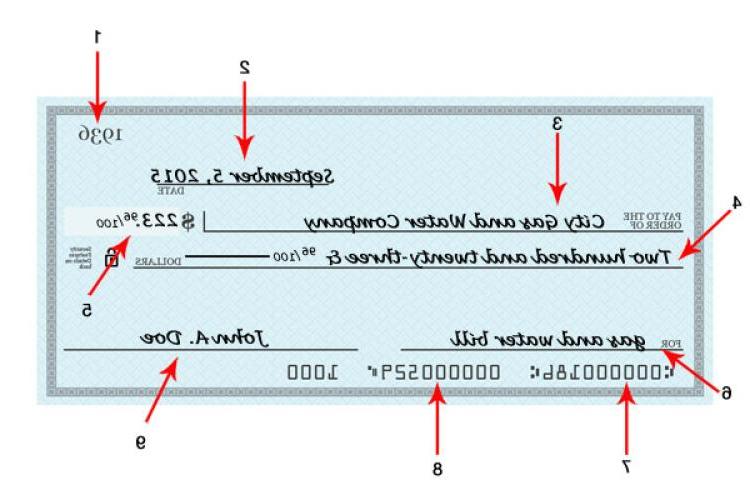 Check with numbers and arrows indicating the various parts that need to be filled out.