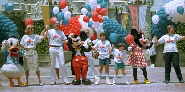 A family at Disney World in the 1990s