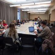 Campus community members during a roundtable event