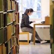 Student studying in Norlin Library